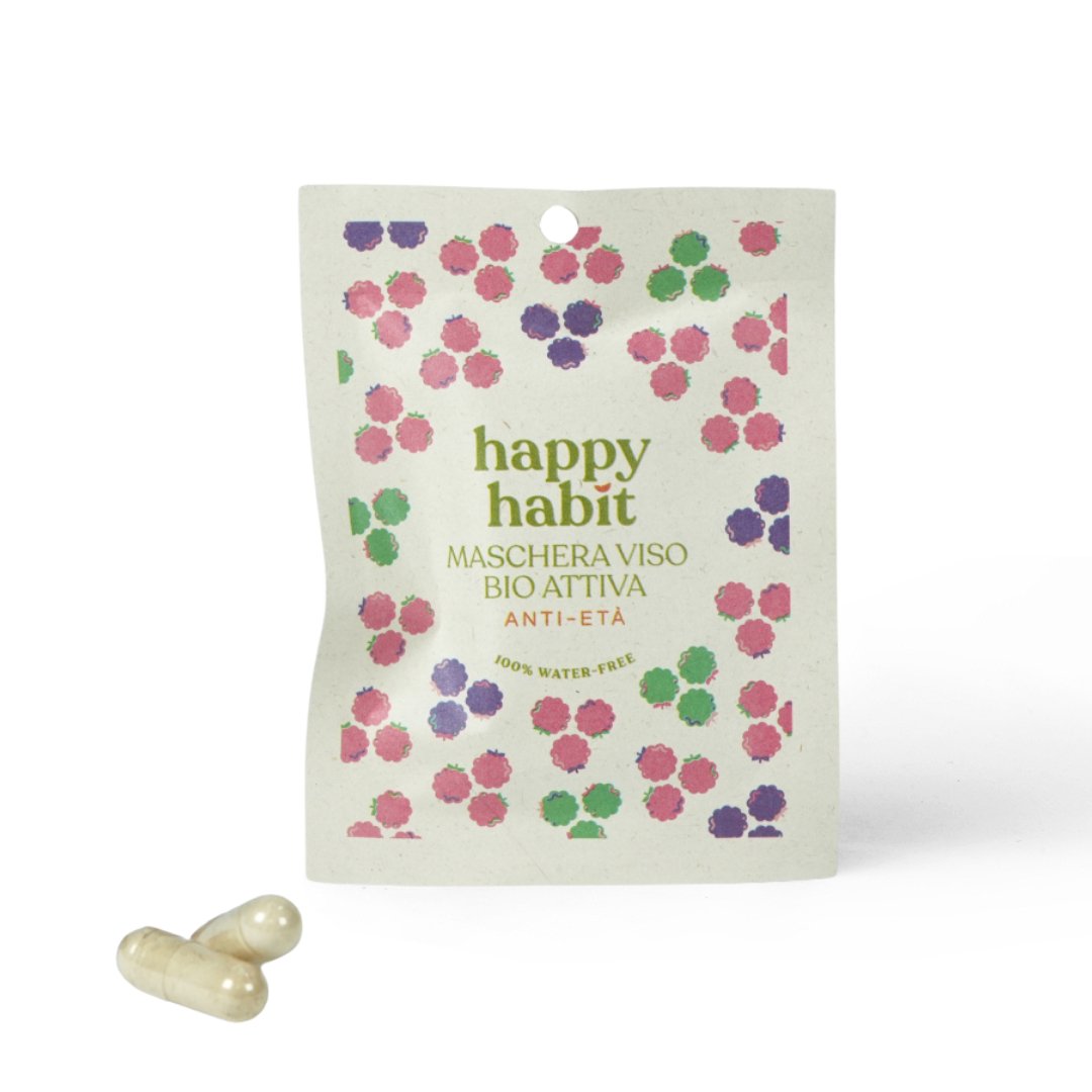 Maschera Viso Bio Attiva Anti Età - Happy Habit - Formato 2 capsule - Fronte